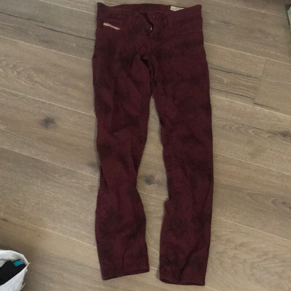 maroon jeans